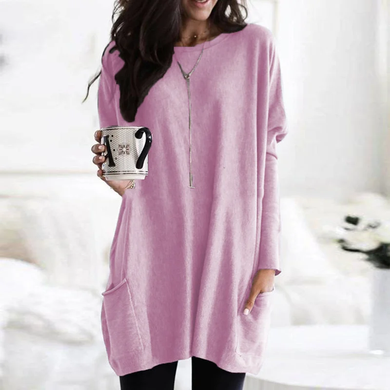 Trendy Tunic with Long Sleeves - Celina-Dark pink-S-Nora Luxe