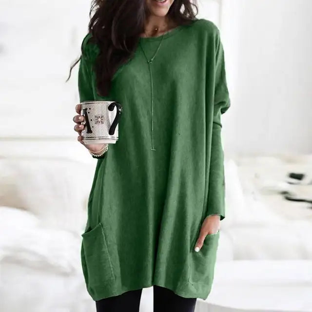 Trendy Tunic with Long Sleeves - Celina-Dark pink-S-Nora Luxe