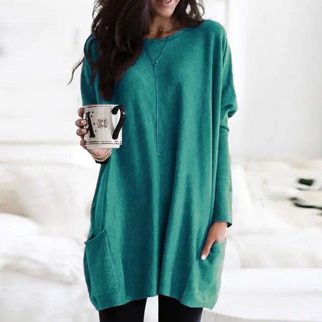 Trendy Tunic with Long Sleeves - Celina-Dark pink-S-Nora Luxe