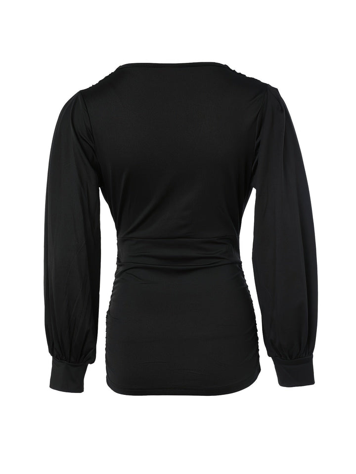 Trendy V-Neck Top With Charming Ruffles - Elise-S-Khaki-Nora Luxe