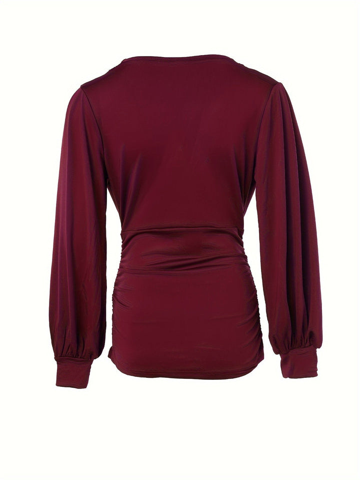 Trendy V-Neck Top With Charming Ruffles - Elise-S-Khaki-Nora Luxe