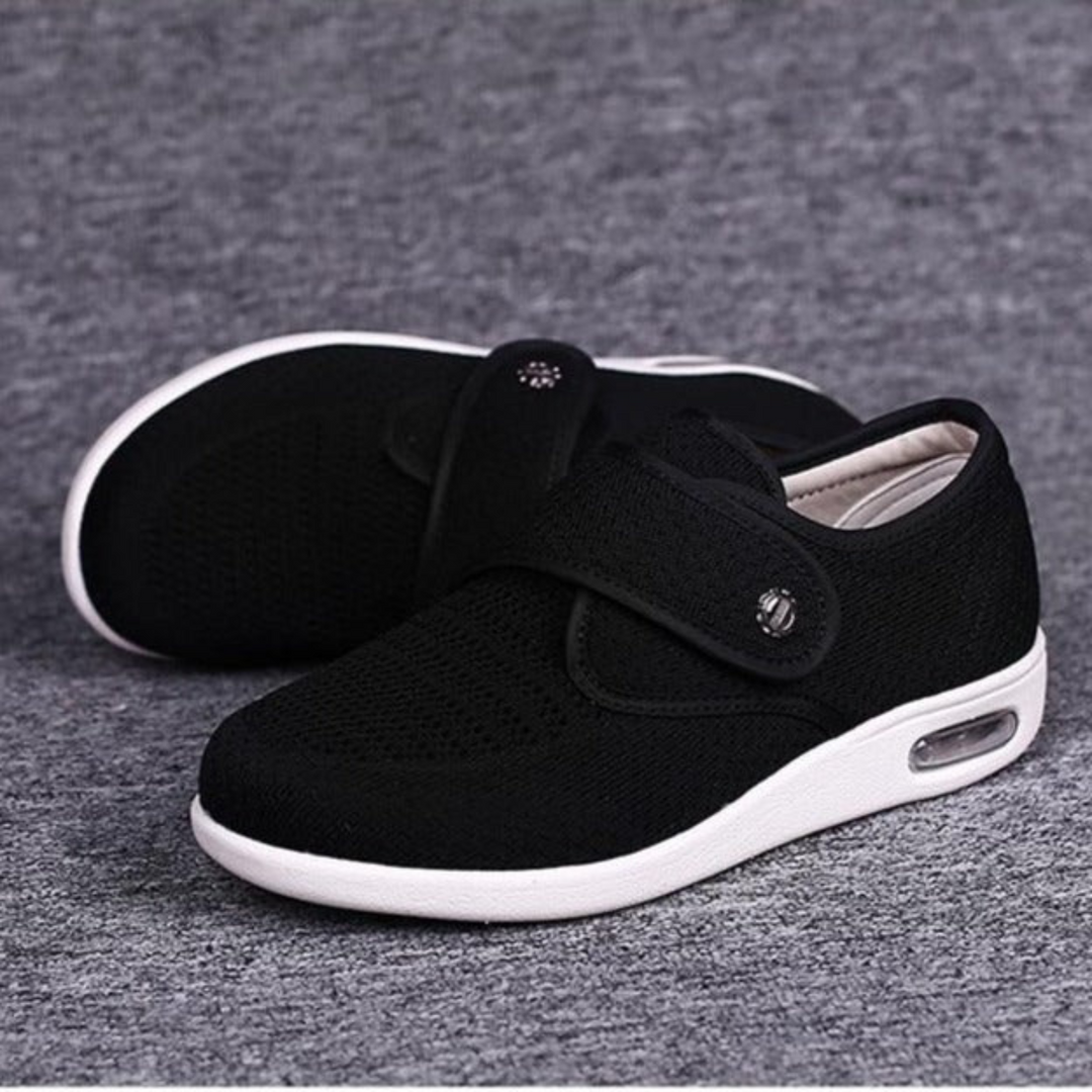 Trendy Wide Diabetic Shoes - Anika-Black-4.0-Nora Luxe
