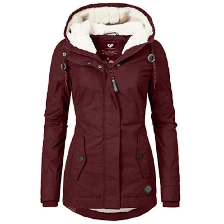 Trendy Winter Coat for Women - Evelina-Red-S-Nora Luxe
