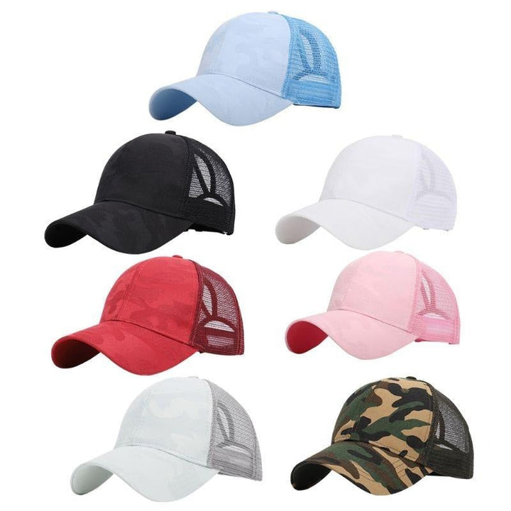 Trendy women's baseball cap with ponytail hole & Velcro closure – Leona (1+1 FREE)-Pink-Nora Luxe