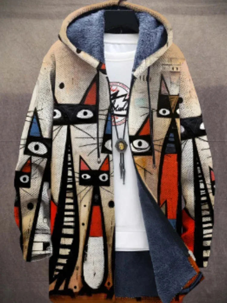 Trendy Women's Coat with Artistic Print - Isa-Style 4-S-Nora Luxe