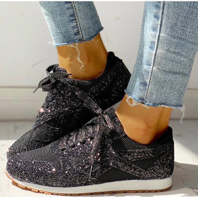 Trendy Women's Glitter Sneakers - Miranda-Black-3.0-Nora Luxe