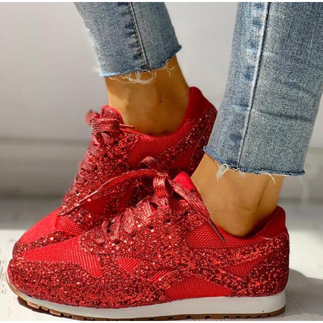 Trendy Women's Glitter Sneakers - Miranda-Red-3.0-Nora Luxe
