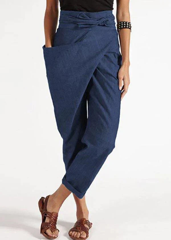 Trendy women's harem trousers with a high waist – Romy-Blue-S-Nora Luxe