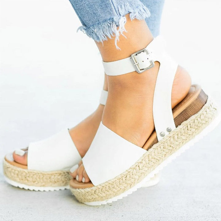 Trendy women's high heel sandals with zipper – Leona-White-3-Nora Luxe