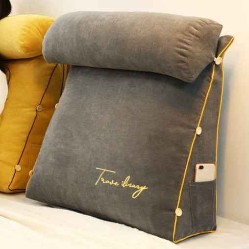 Triangular Back Support Cushion - RelaxBack-Charcoal-Nora Luxe