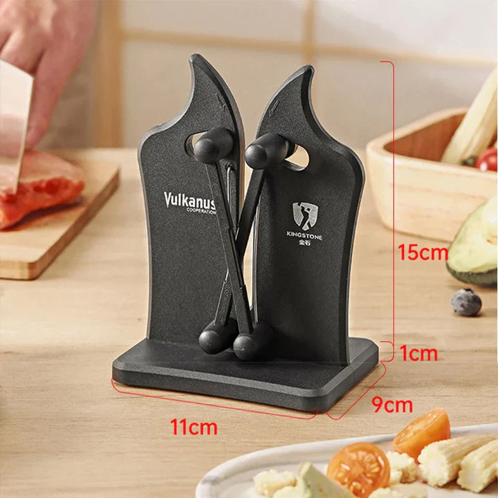 Triple-Action Knife Sharpener - SharpMaster Pro-Metal Black-Nora Luxe
