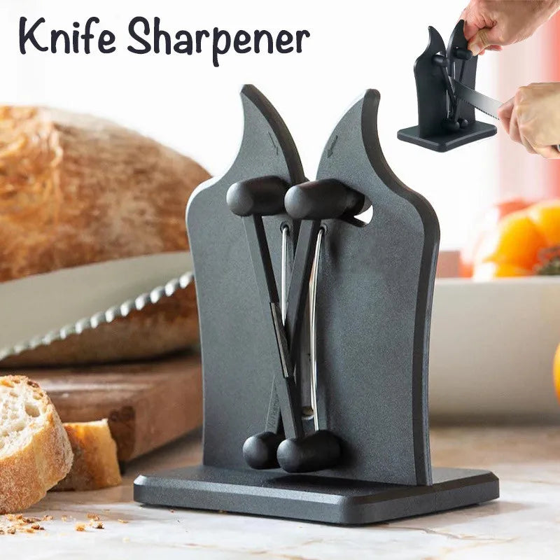 Triple-Action Knife Sharpener - SharpMaster Pro-Metal Black-Nora Luxe