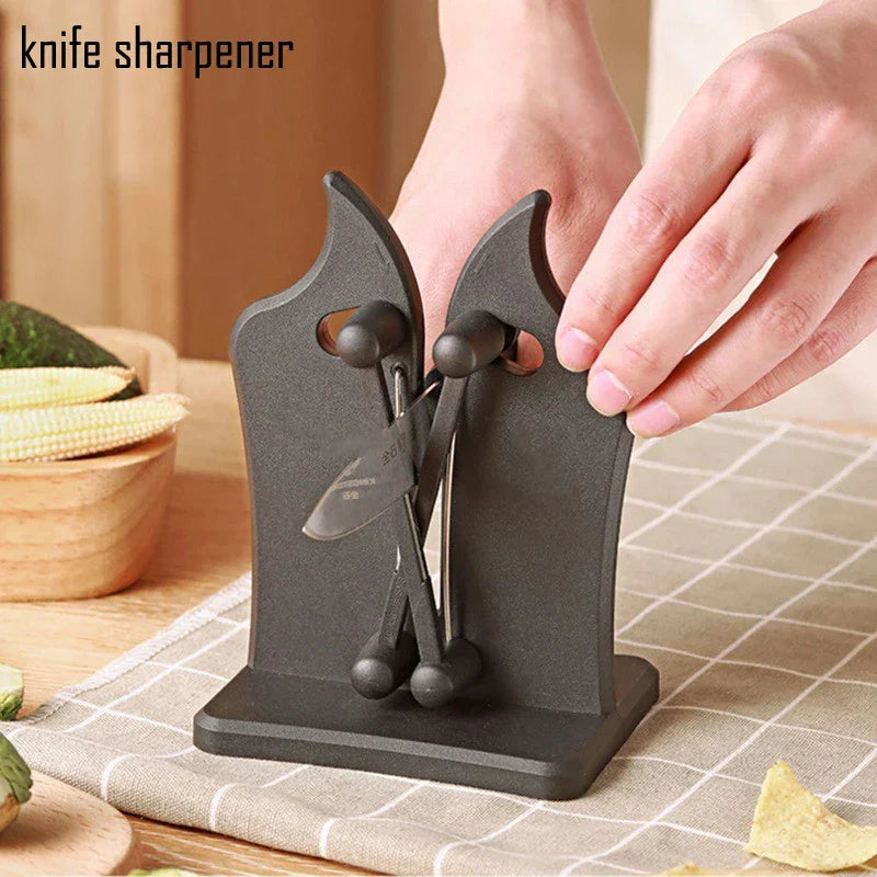 Triple-Action Knife Sharpener - SharpMaster Pro-Metal Black-Nora Luxe