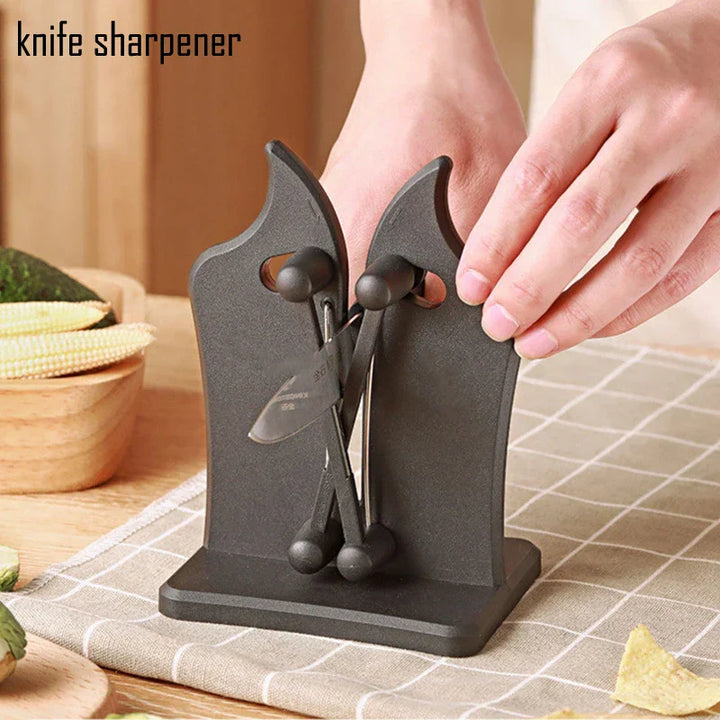 Triple-Action Knife Sharpener - SharpMaster Pro-Metal Black-Nora Luxe