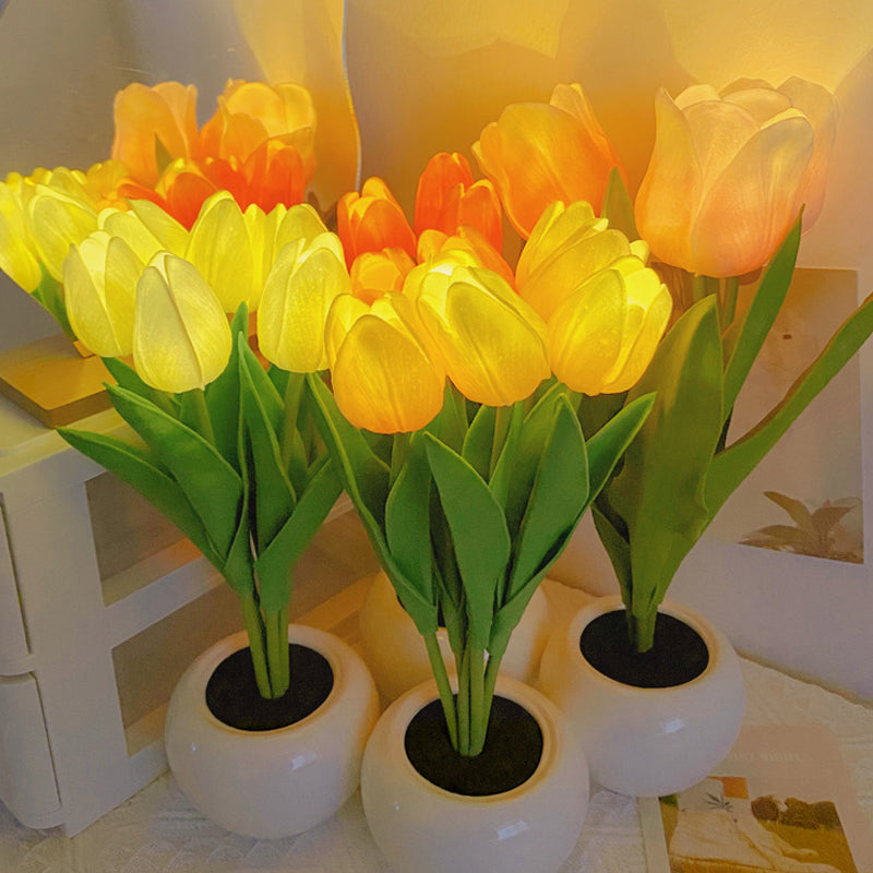Tulip Night Lamp - LumiTulip-3 Orange-Batteries-Nora Luxe