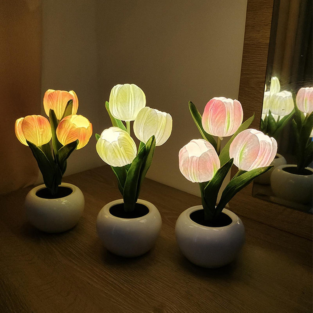 Tulip Night Lamp - LumiTulip-3 Orange-Batteries-Nora Luxe