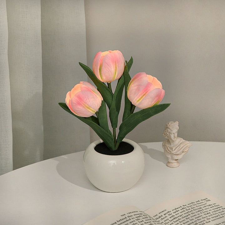 Tulip Night Lamp - LumiTulip-3 Pink-Batteries-Nora Luxe