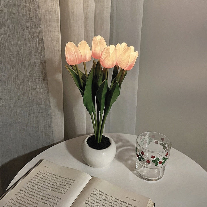 Tulip Night Lamp - LumiTulip-6 Pink-Batteries-Nora Luxe