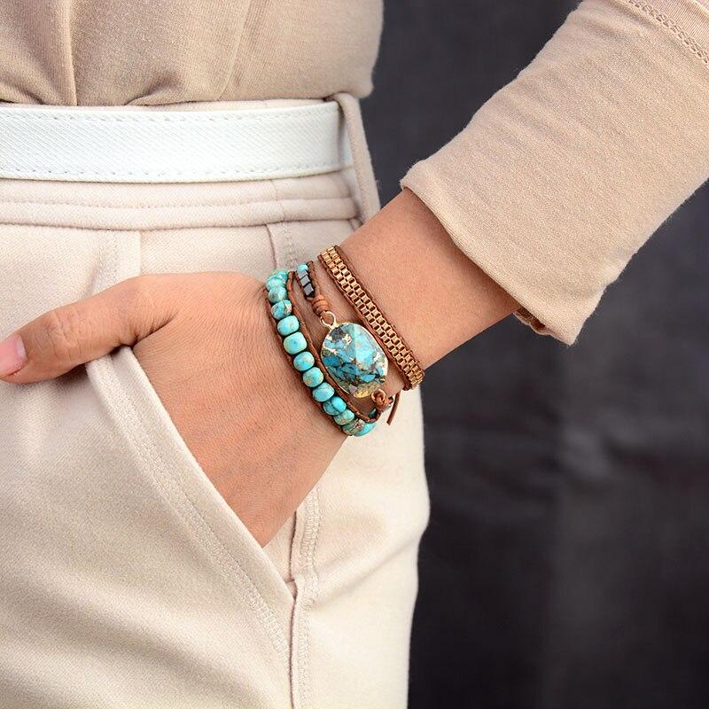 Turquoise Calming Energy Wrap Bracelet - Elara-Nora Luxe