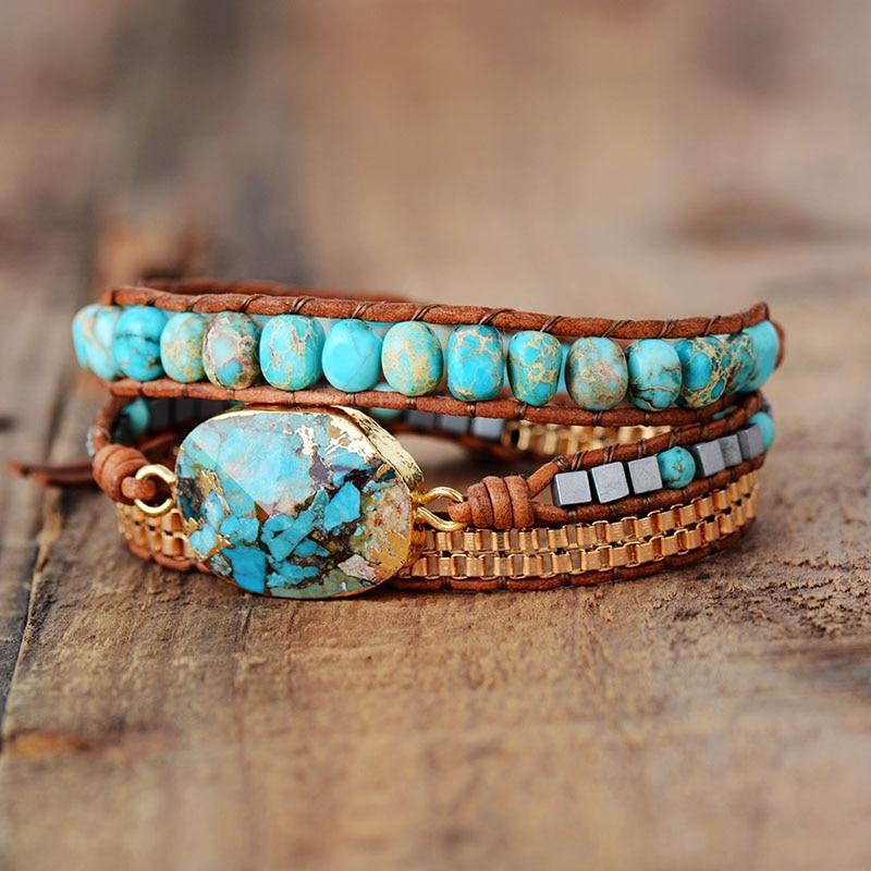 Turquoise Calming Energy Wrap Bracelet - Elara-Nora Luxe