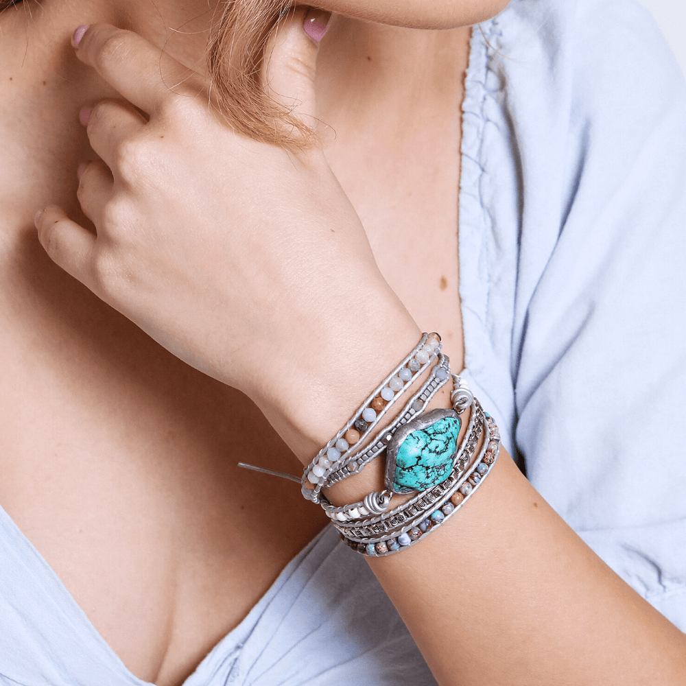 Turquoise Healing and Protection Wrap Bracelet - Selina-Nora Luxe
