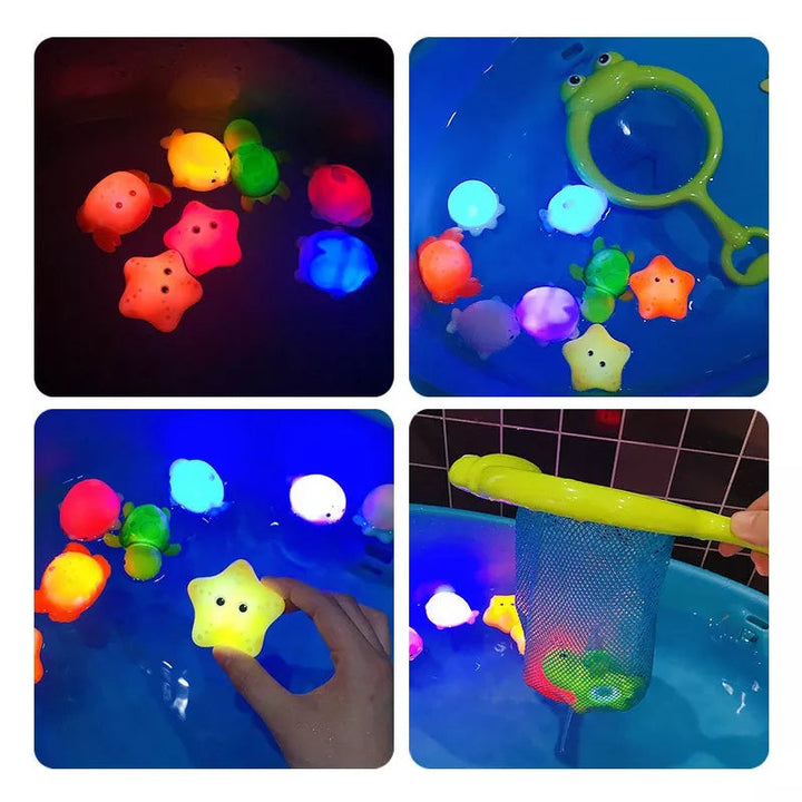 Twinkling Bath Buddies Set - Theodore-4 Bath Toys + Scoop net-Nora Luxe