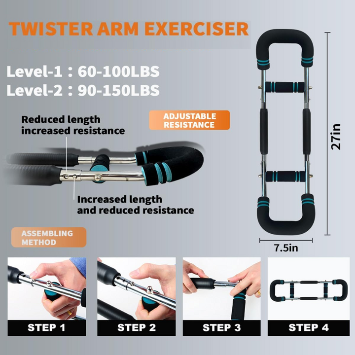 Twister Arm Exerciser - Adjustable Spring Workout Bar-Nora Luxe