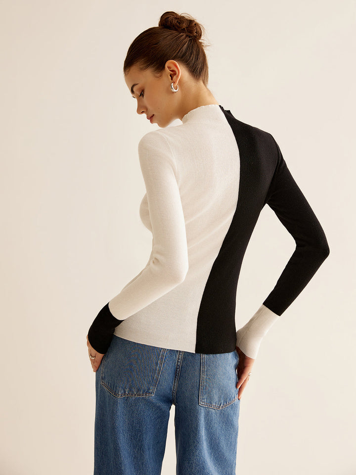 Two-Coloured Sweater for Women - Eloise-XS-Nora Luxe