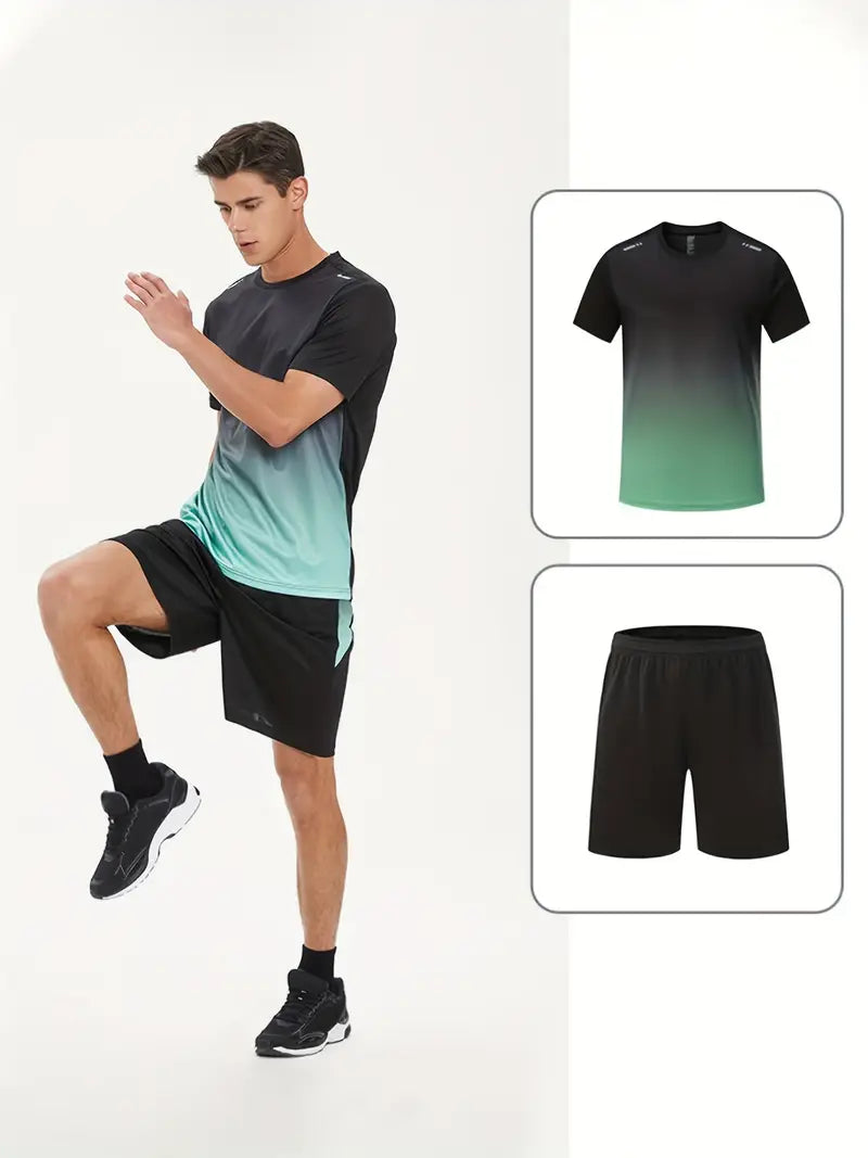 Two-piece breathable men's sports set – Jarek (Buy 1, Get 1 Free)-Black-Green-S-Nora Luxe