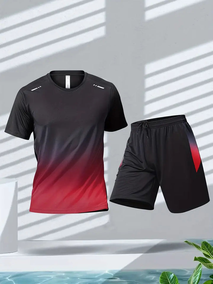 Two-piece breathable men's sports set – Jarek (Buy 1, Get 1 Free)-Black-Red-S-Nora Luxe