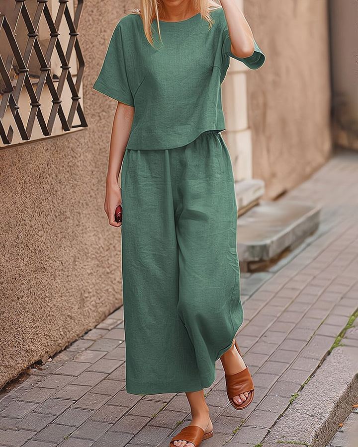Two-Piece Ladies Lounge Set – Elise-Dark green-S-Nora Luxe