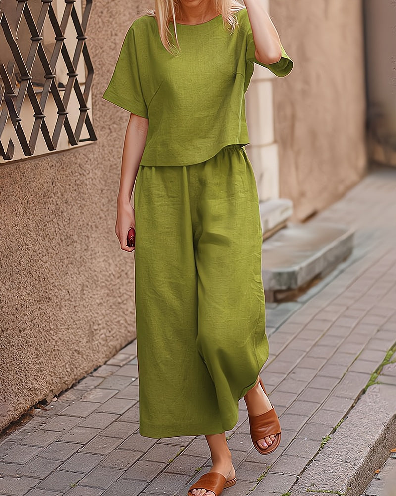 Two-Piece Ladies Lounge Set – Elise-Green-S-Nora Luxe