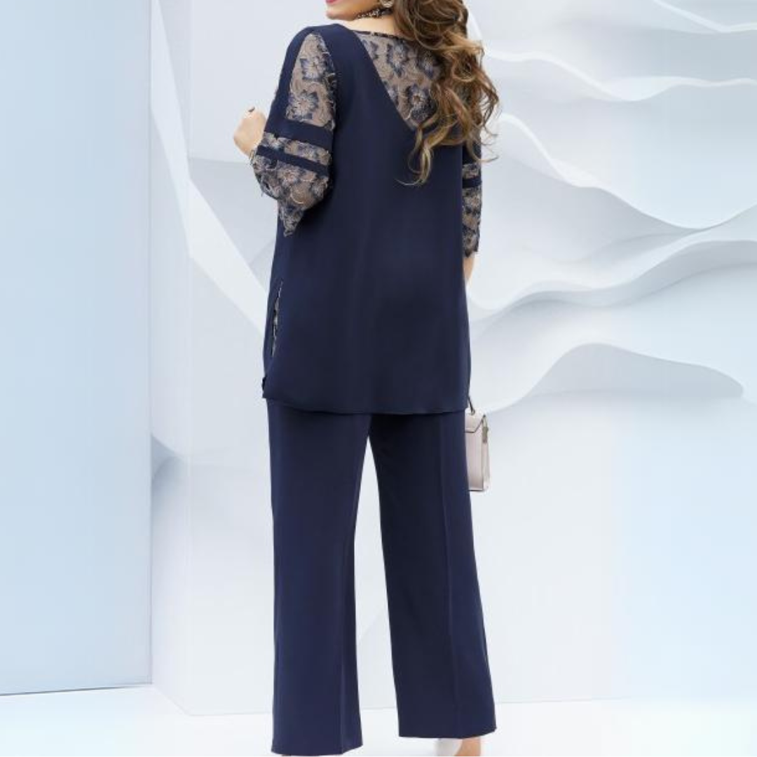 Two-piece ladies' set in dark blue – Isaline-XS-Nora Luxe