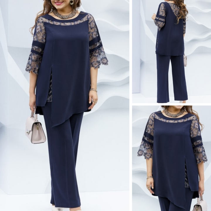 Two-piece ladies' set in dark blue – Isaline-XS-Nora Luxe
