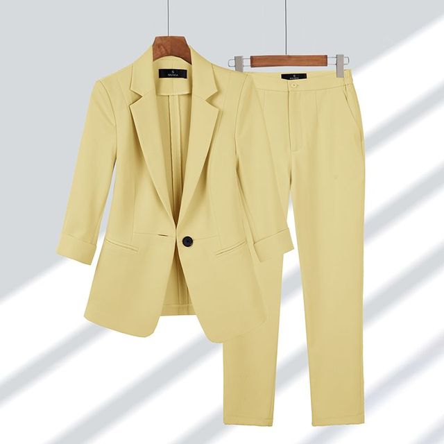 Two-Piece Ladies Suit - Elise-Yellow-S-Nora Luxe