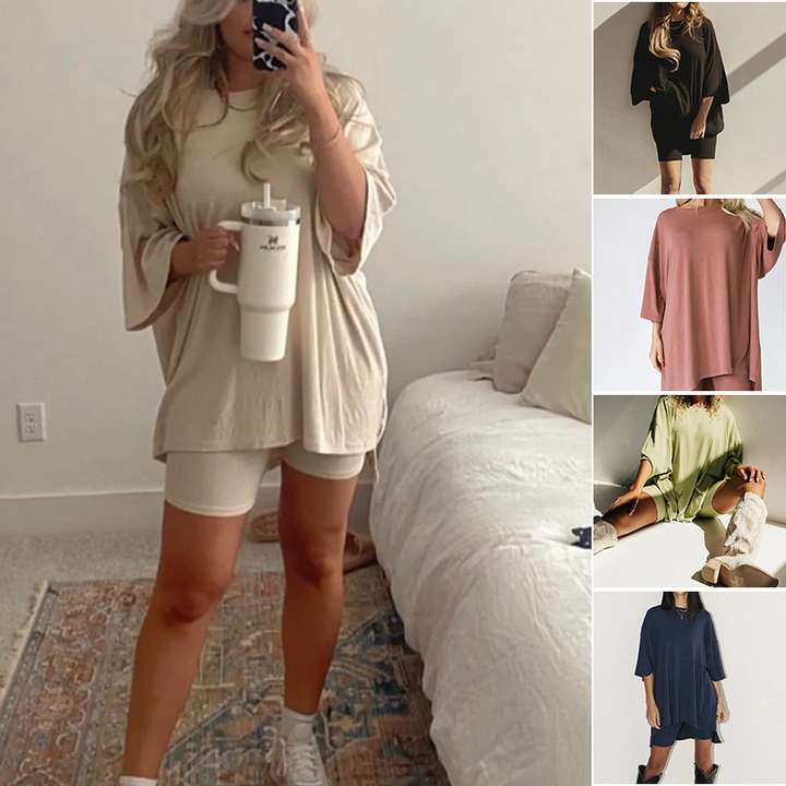 Two-piece lounge and leisurewear for women – Fenja-Oatmeal-S-Nora Luxe