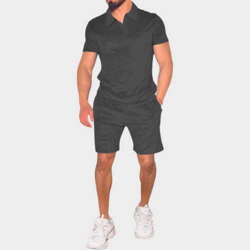 Two-piece men's outfit set for summer and leisure – Rafael-Black-M-The Livary