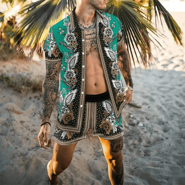 Two-piece men's summer set with patchwork print – Malik-Style 8-M-The Livary