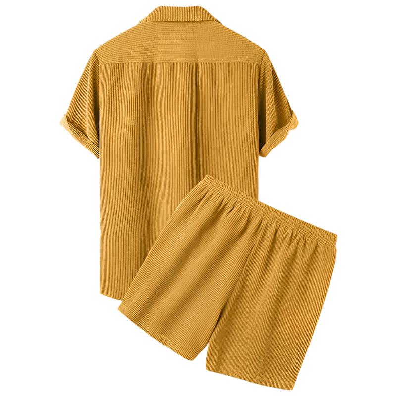 Two-Piece Men's Velvet Summer Set - Fabio-Orange-The Livary