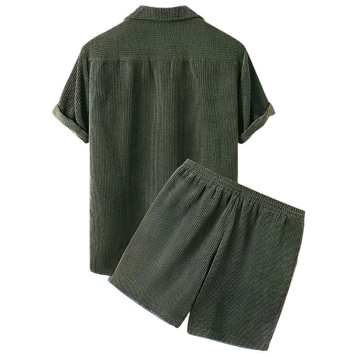 Two-Piece Men's Velvet Summer Set - Fabio-Orange-The Livary