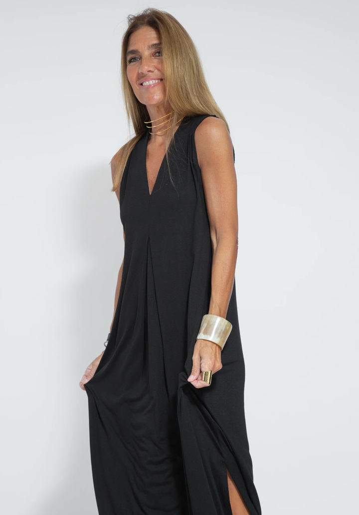 Two-piece Slimming Women's Dress with Vest – Loreen-Black with waistcoat-S-Nora Luxe