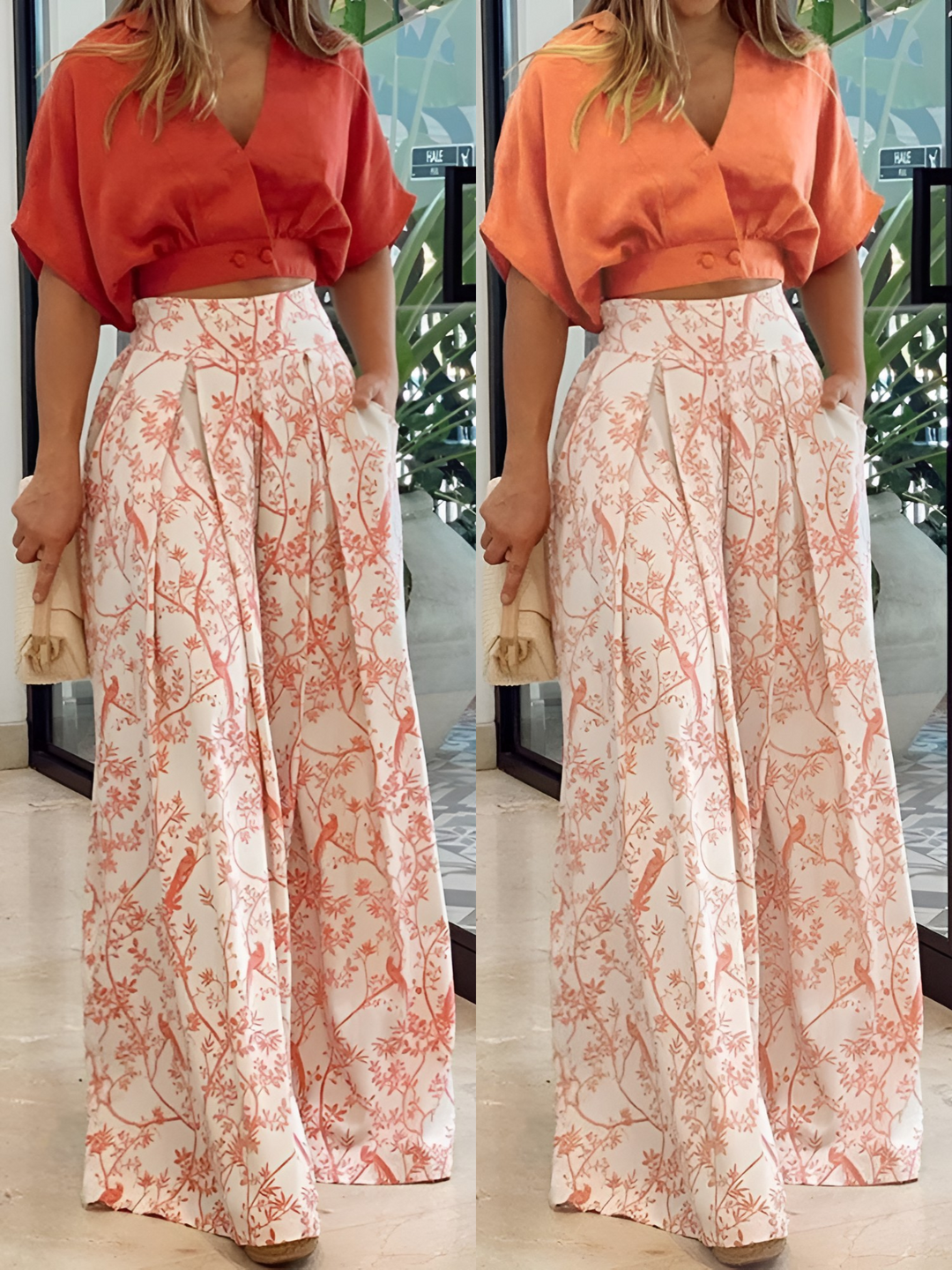 Two-piece summer set for ladies – Estelle-Orange-S-Nora Luxe