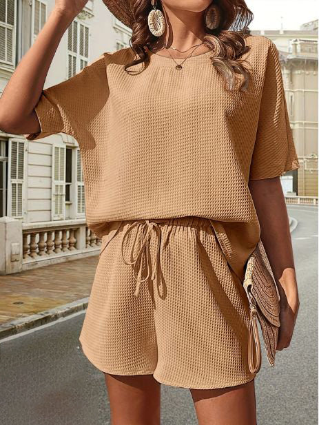 Two-Piece Summer Set for Ladies - Isla-Khaki-S-The Livary
