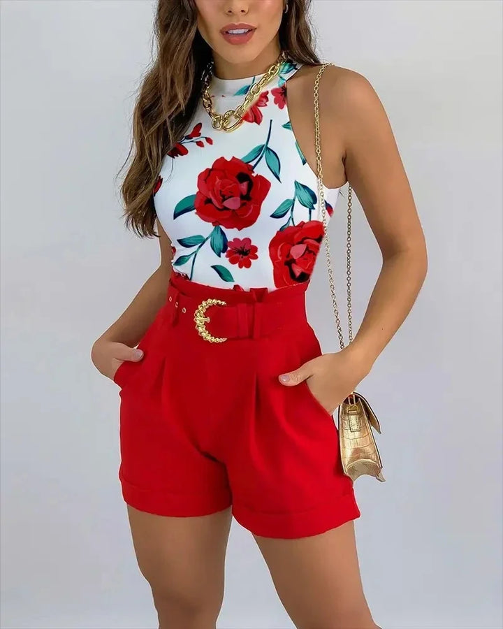 Two-Piece Summer Set for Women – Florina-Red-S-Nora Luxe