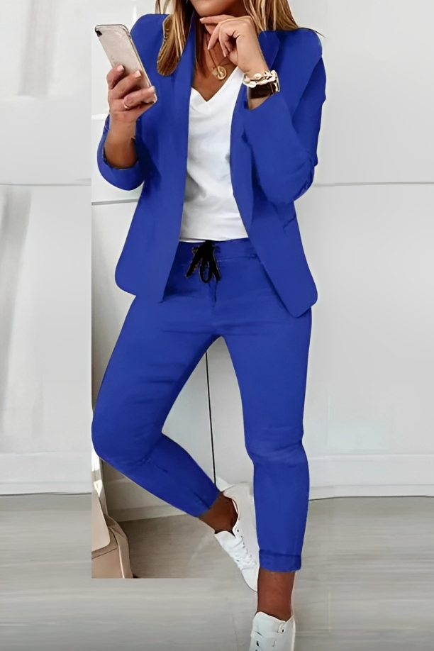 Two-piece women's blazer set for everyday wear & events – Alina-Blue-S-Nora Luxe