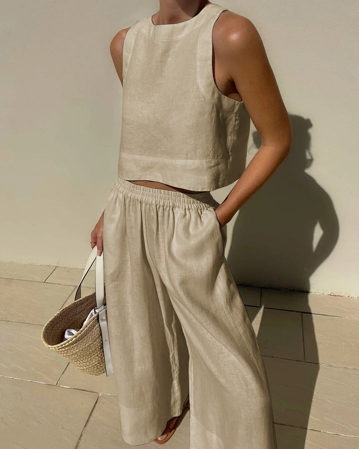 Two-piece women's outfit with skirt & top – Stylish & versatile – Narela-Beige-S-Nora Luxe
