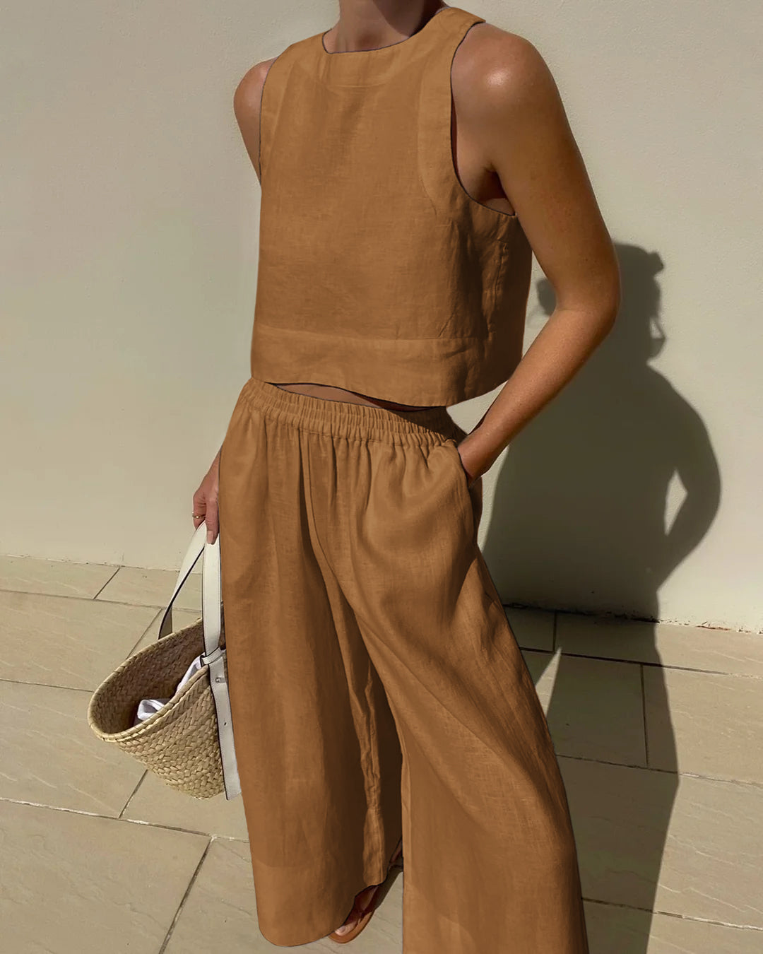 Two-piece women's outfit with skirt & top – Stylish & versatile – Narela-Khaki-S-Nora Luxe
