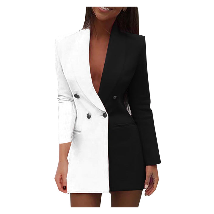 Two-tone blazer dress – Emilia-White Black-S-Nora Luxe
