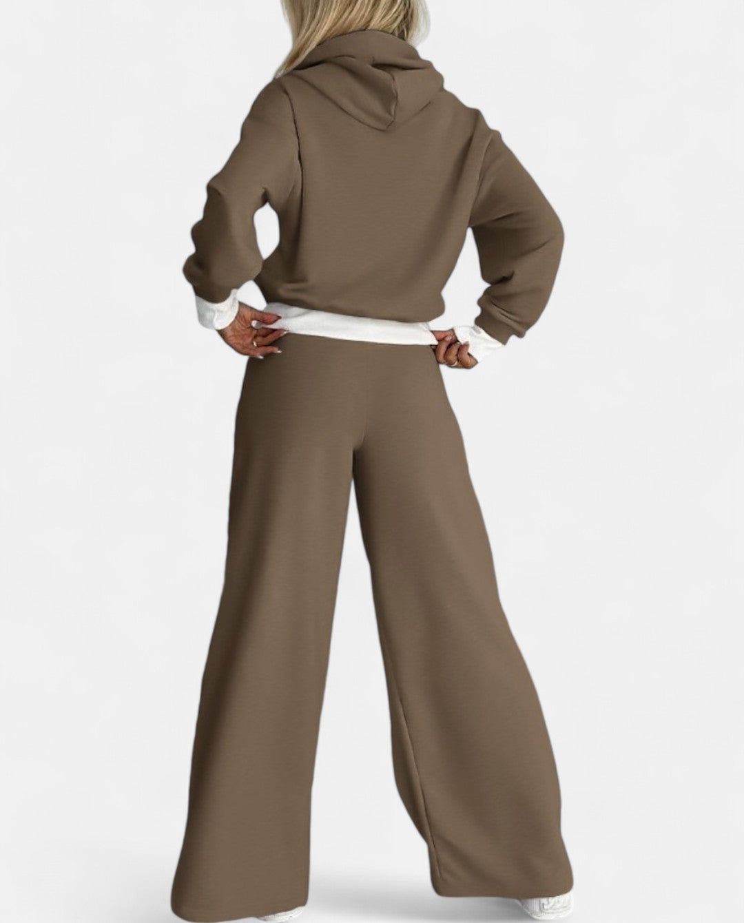 Two-Tone Hoodie Set with Wide Legs - Isabelle-Black-S-Nora Luxe