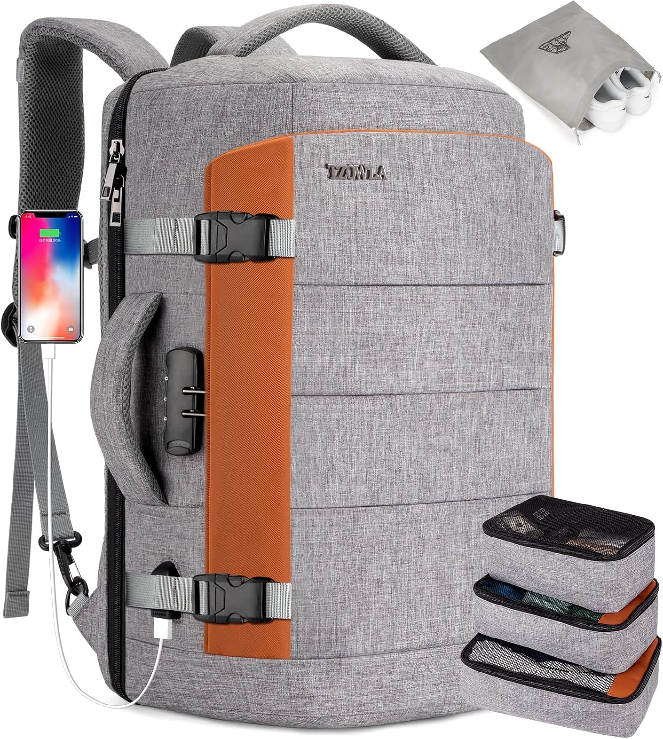 Laptop Backpack | Water-Resistant | 40L | USB Port & Anti-Theft Lock ...